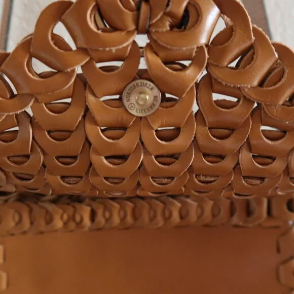 Patricia Nash Porticci Leather Woven Chainlink Crossbody Bag Hazelnut - Picture 10 of 11